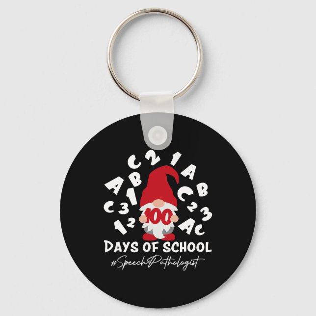 Pathologist Slp 100 Days Of School 100th Day Gnome Key Ring (Front)