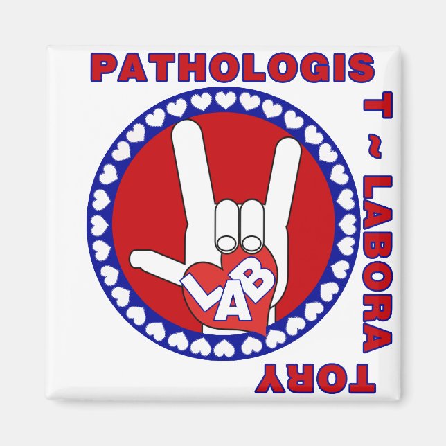 PATHOLOGIST SQUARE ASL LOVE LOGO MAGNET (Front)