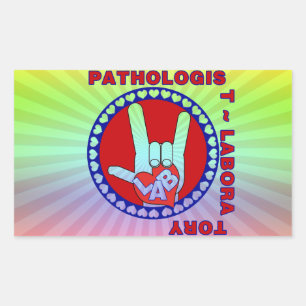 PATHOLOGIST SQUARE ASL LOVE LOGO RECTANGULAR STICKER