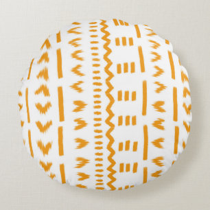 Paths Of Sun Mudcloth African Pattern In Turquoise Round Cushion