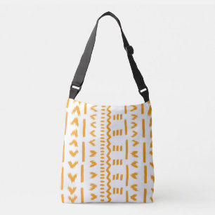 Paths Of Sun Mudcloth African Pattern In White Crossbody Bag