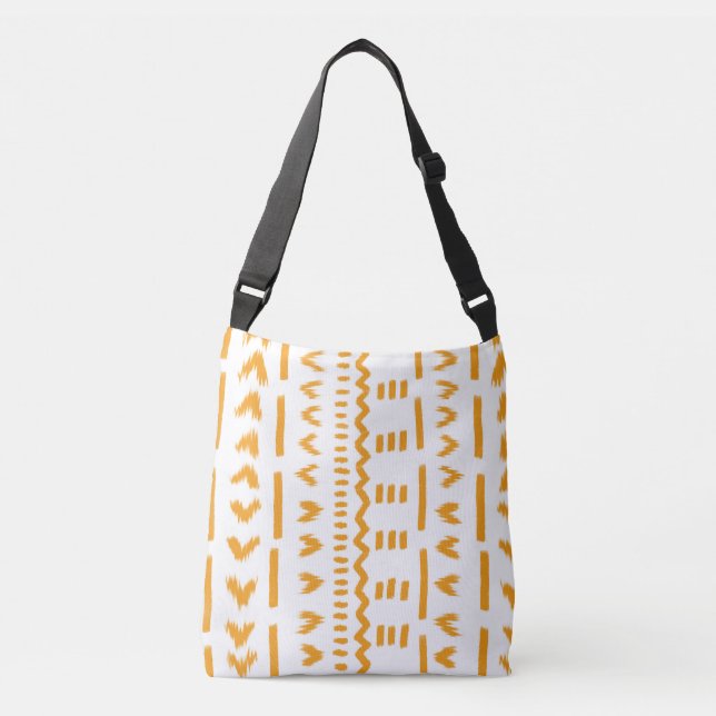 Paths Of Sun Mudcloth African Pattern In White Crossbody Bag (Front)