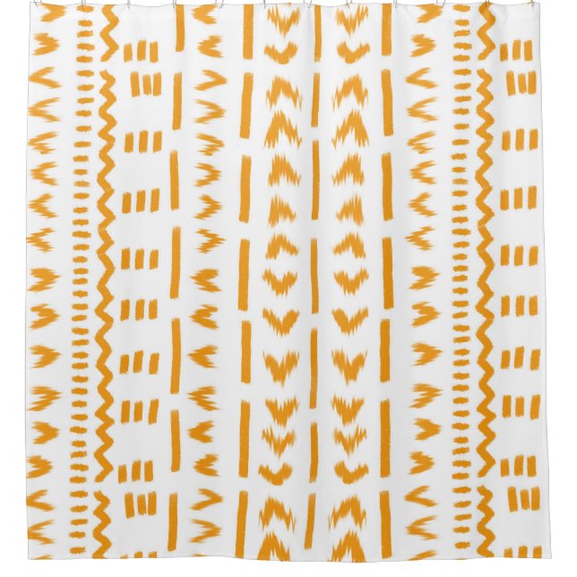 Paths Of Sun Mudcloth African Pattern In White Shower Curtain (Front)