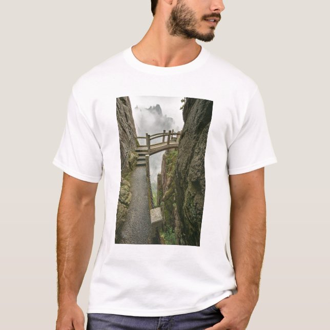 Pathway and small bridge, Yellow Mountain, T-Shirt (Front)
