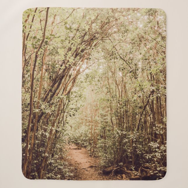 PATHWAY SURROUNDED WITH TALL AND GREEN TREES SHERPA BLANKET (Front)