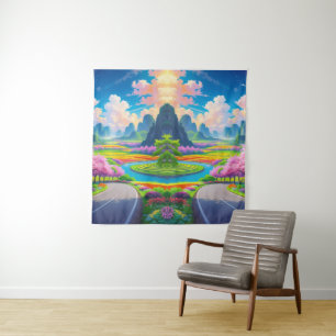 "Pathway Through Spring – Fantasy Floral  Tapestry