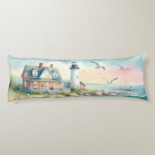 Pathway to the Lighthouse Coastal Cottage Body Cushion