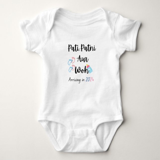 Pati Patni aur Woh - Desi Pregnancy Announcement Baby Bodysuit (Front)