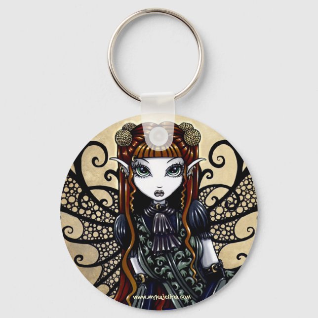 "Patience" Auburn Haired Goth Faery Key Ring (Front)