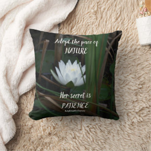 Patience Emerson Inspirational Quote Lotus Cushion