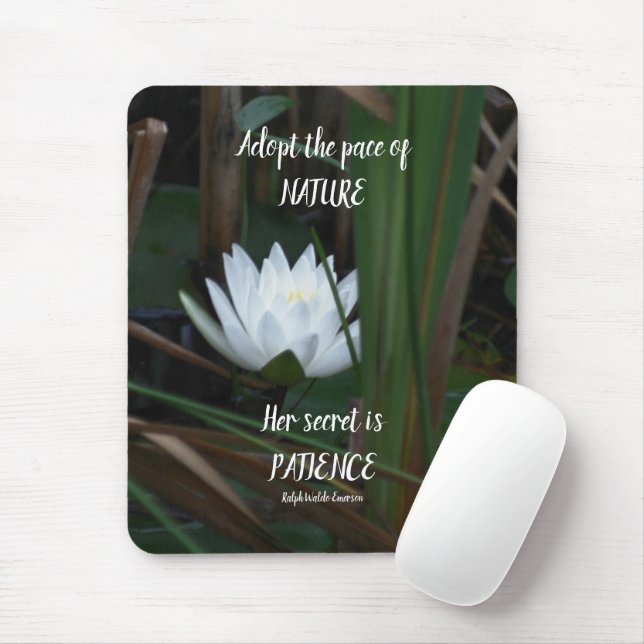 Patience Emerson Inspirational Quote Lotus  Mouse Pad (With Mouse)