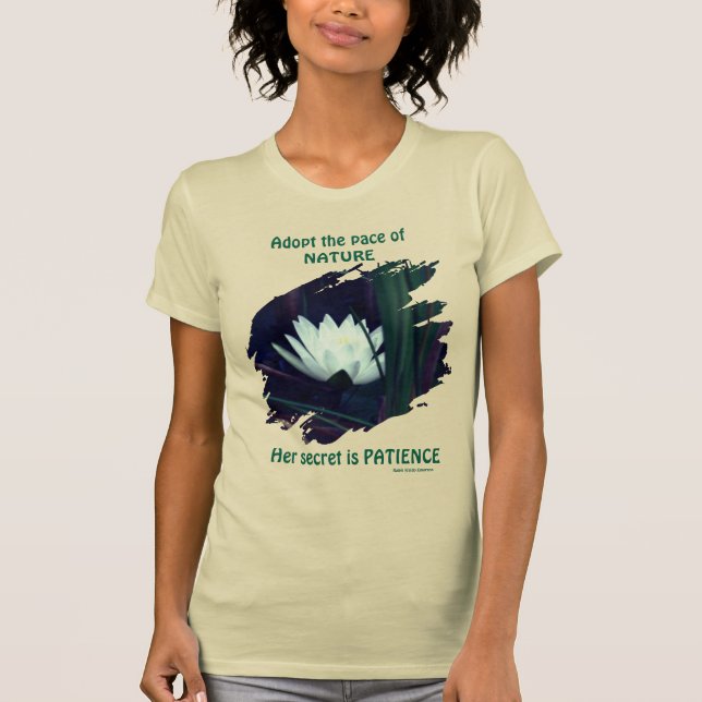 Patience Emerson Inspirational Quote Lotus  T-Shirt (Front)