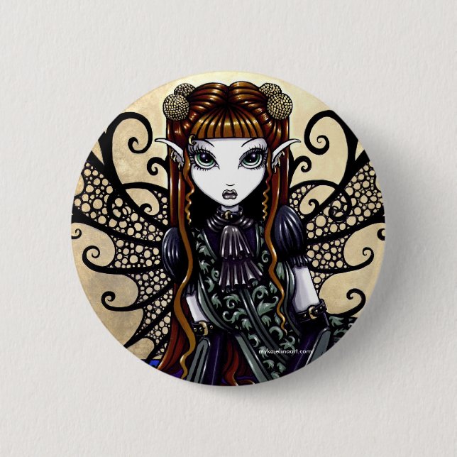 "Patience" Gothic Victorian Fairy Art Button (Front)