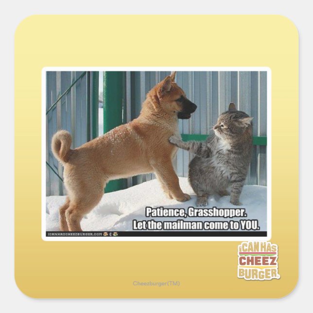 Patience, Grasshopper. Square Sticker (Front)