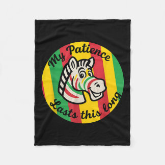 Patience Lasts This Long Vibrant Retro Zebra Fleece Blanket