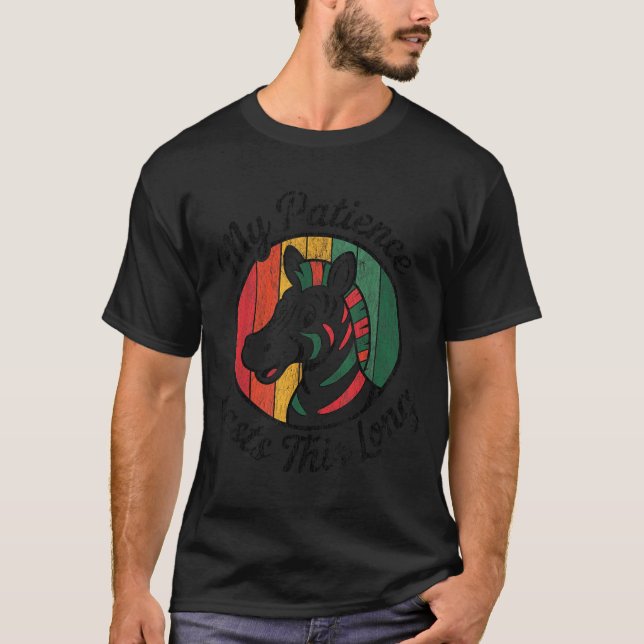 Patience Lasts This Long Vibrant Retro Zebra T-Shirt (Front)
