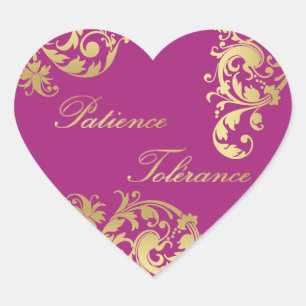 Patience Tolérance - Fuschia & Gold Floral Sticker