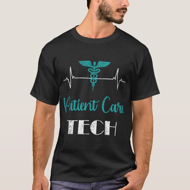 Patient Care Technician Patient Care Tech Heartbea T-Shirt (Front)