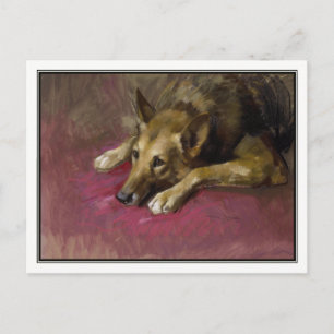Patient German Shepherd by Marino Lenci Postcard