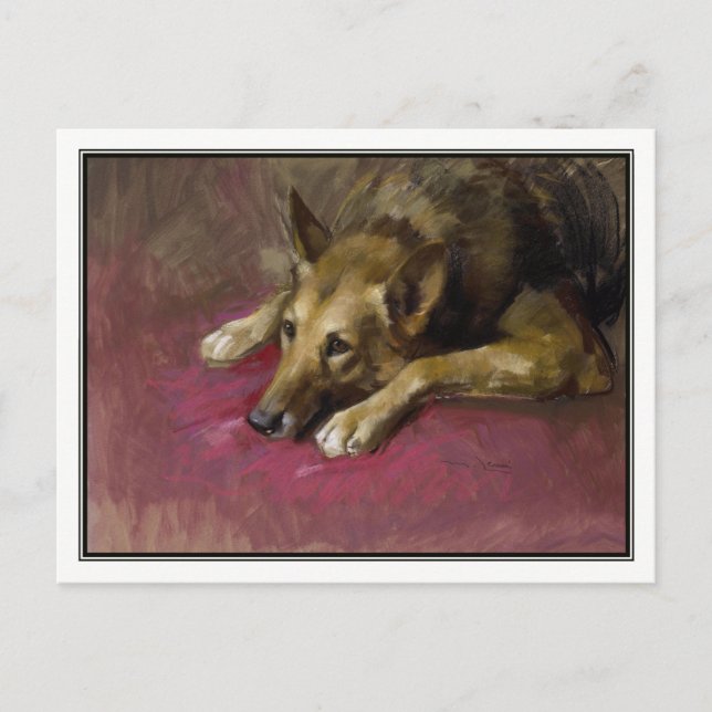 Patient German Shepherd by Marino Lenci Postcard (Front)