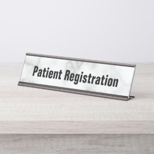 Patient Registration Elegant Faux White Marble  Desk Name Plate