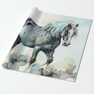 Patient Shire Horse Watercolour Wrapping Paper