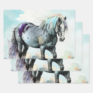 Patient Shire Horse Watercolour Wrapping Paper Sheet