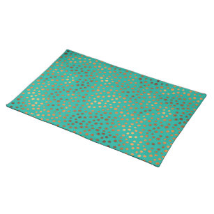 Patina Copper Teal Turquoise Modern Polka Dot Blue Placemat