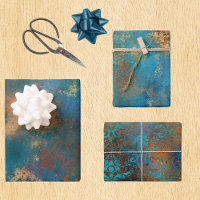 Patina Copper Turquoise Floral Distressed
