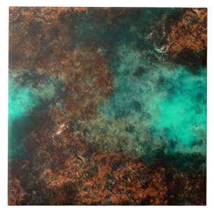 Patina Copper Turquoise Rust Tile