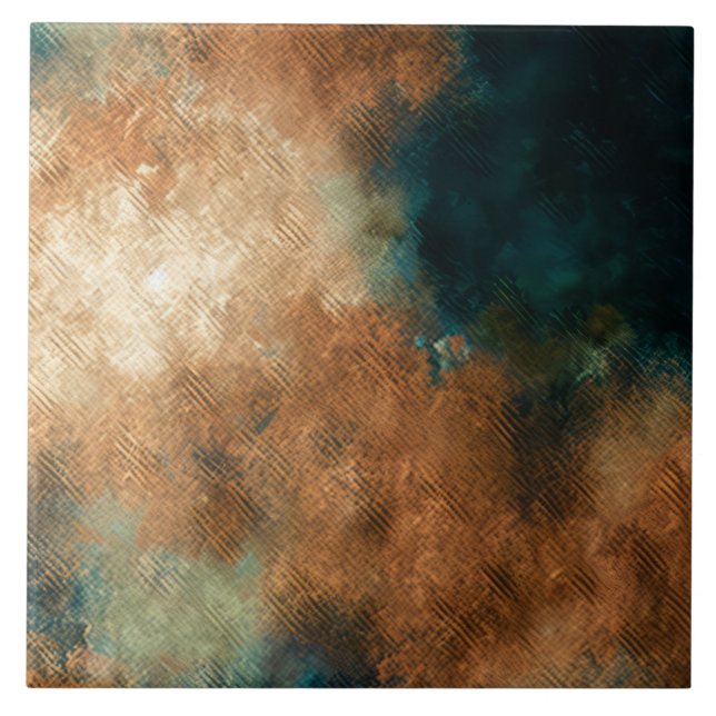 Patina Copper Turquoise Rust Tile (Front)