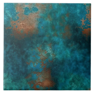 Patina Copper Turquoise Rust Tile