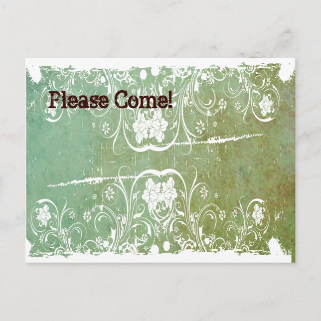 Patina Green Shabby Chic Invitation (Front)