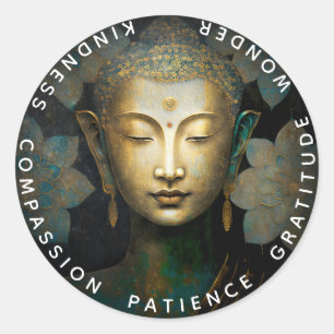 PATINA OF PEACE   MEDITATION PORTRAIT CLASSIC ROUND STICKER
