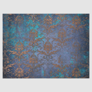 Patina Scroll Work Flowers on Purple Decoupage Tissue Paper