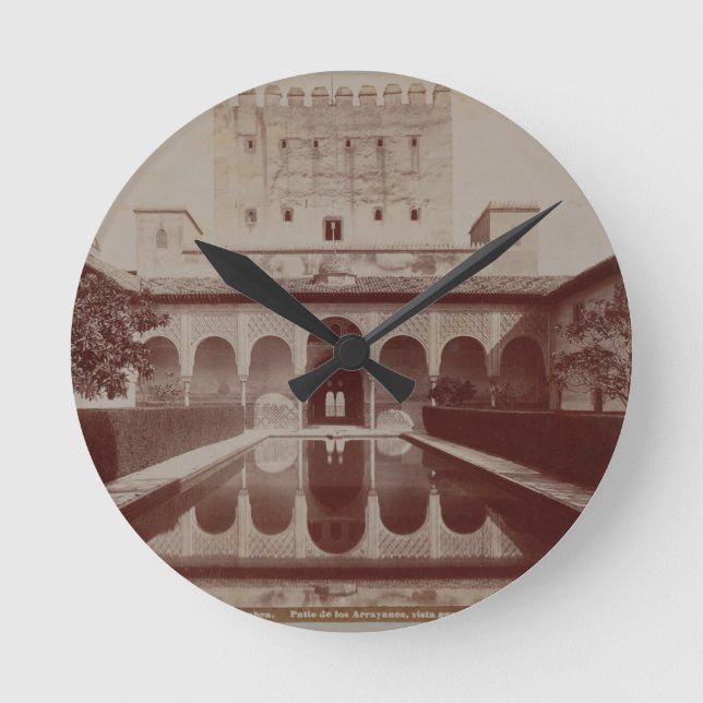Patio de los Arrayanes, Alhambra, c.1875-80 (sepia Round Clock (Front)