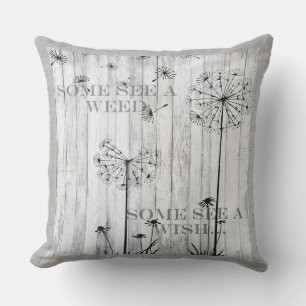 Patio Pillow Dandelion Wishes Dreamy Grey Quote