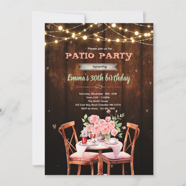 Patio theme party invitation (Front)