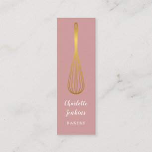 Patisserie Chef Dusty Rose Gold Whisk  Mini Business Card