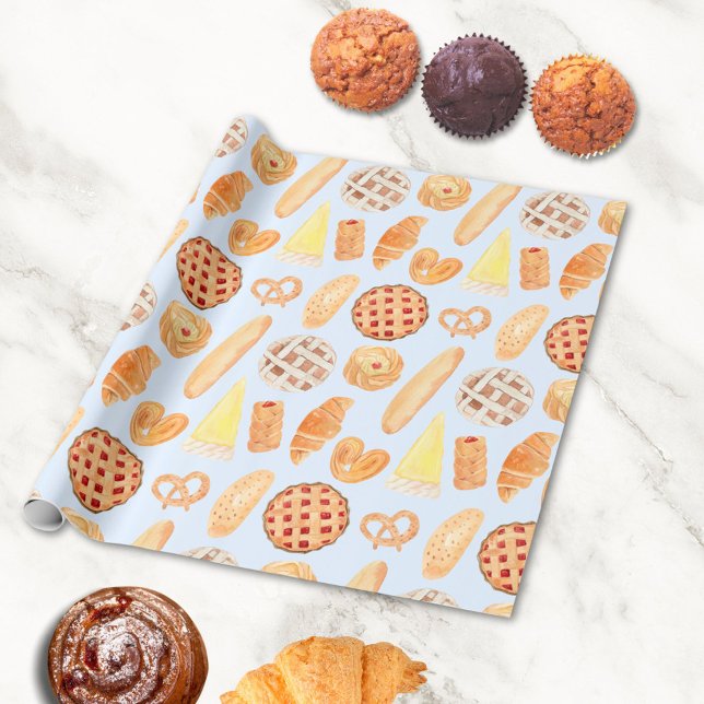 Patisserie French Bakery Pastry Bread Food Art Wrapping Paper (Creator Uploaded)