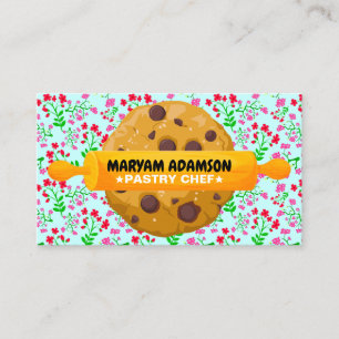Patisserie Rolling Pin Cookies Floral Bakery Business Card
