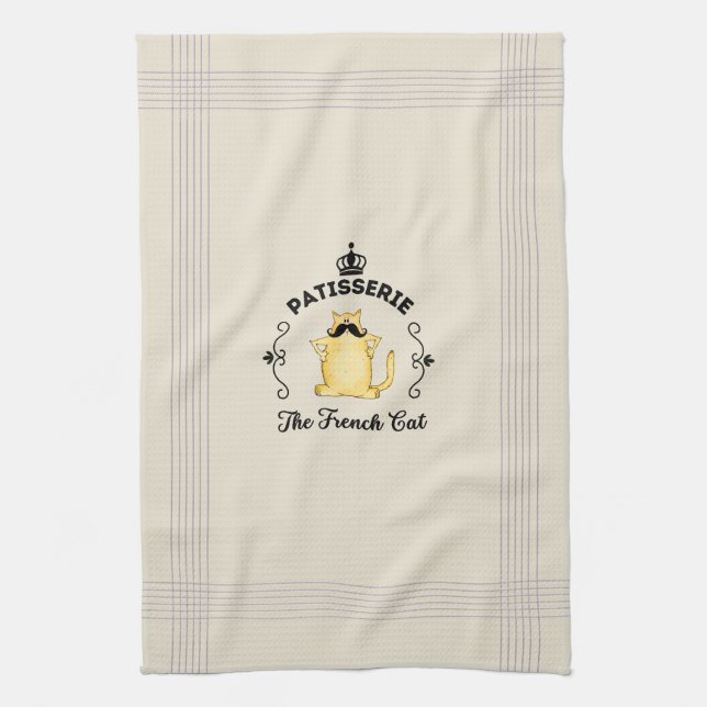 Patisserie "The French Cat" Tea Towel (Vertical)