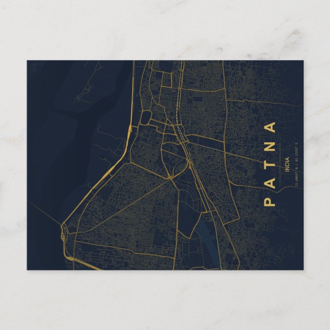 Patna India City Map Minimal Design Postcard (Front)