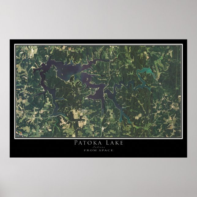 Patoka Lake Indiana Satellite Poster Map (Front)