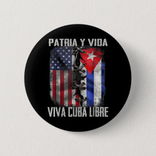 Patria Y Vida Viva Cuba Libre Patriotic Retro USA 6 Cm Round Badge