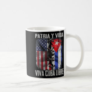 Patria Y Vida Viva Cuba Libre Patriotic Retro USA Coffee Mug