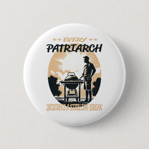Patriarch Funny Bbq Chef Or Grill Fun  6 Cm Round Badge