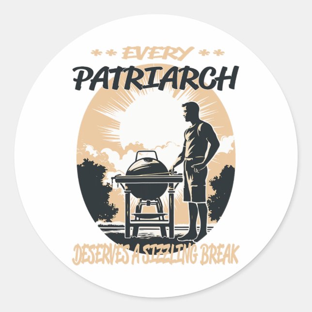 Patriarch Funny Bbq Chef Or Grill Fun  Classic Round Sticker (Front)