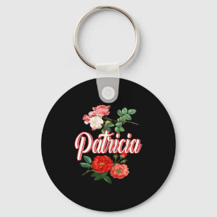 Patricia Name With Flowers  Key Ring