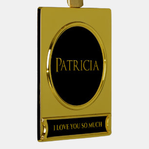 Patricia Woman's Name Gold Plated Banner Ornament